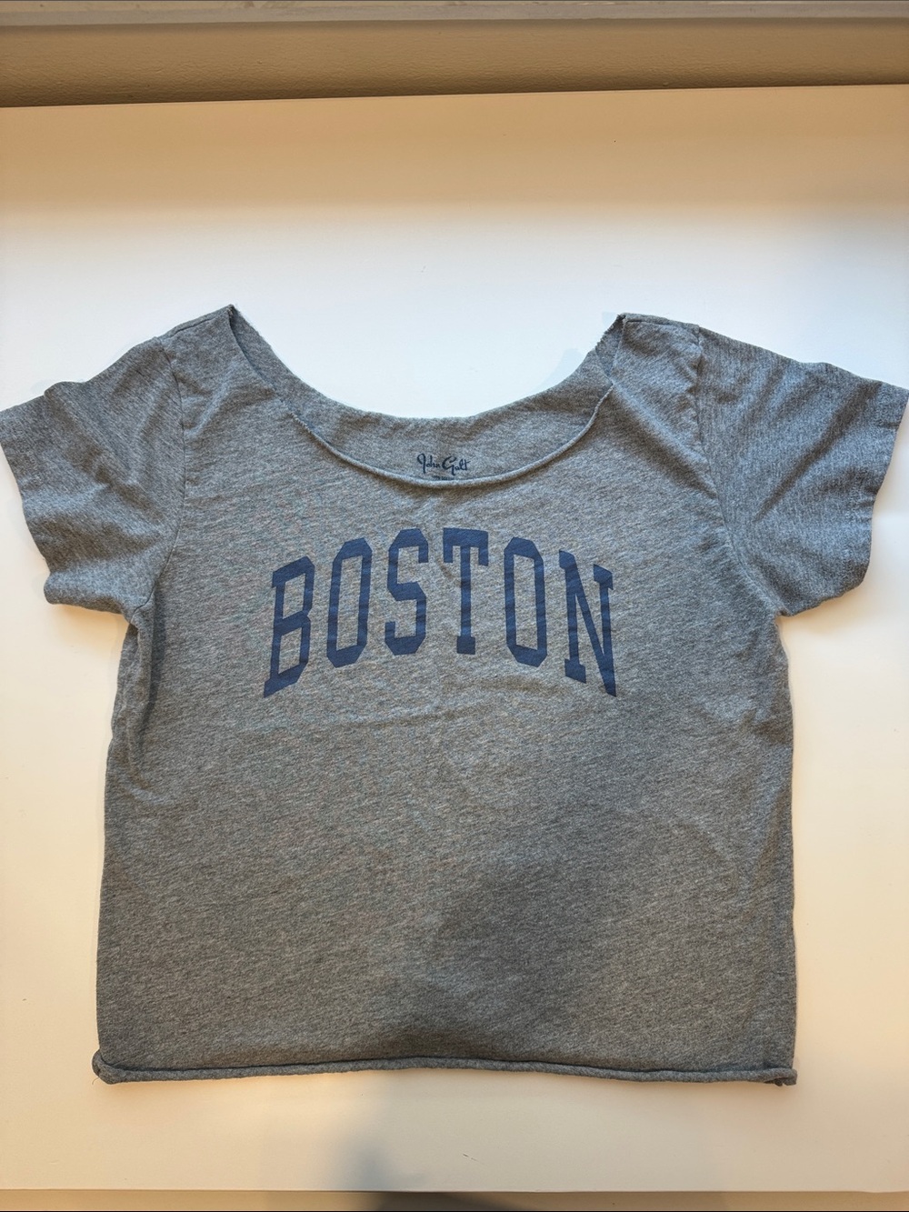 Brandy Melville Grey Tee with Navy Boston Print